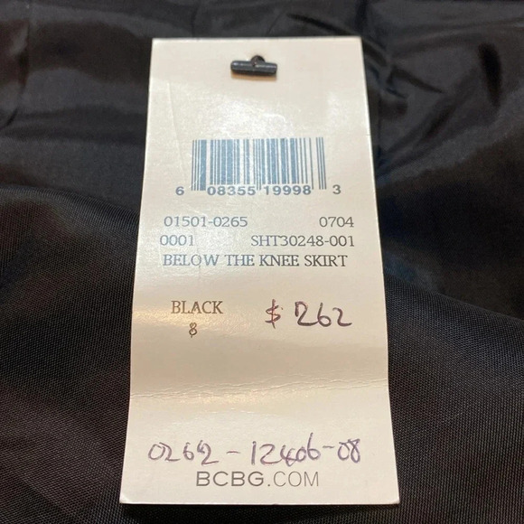 🆕 BCBGMaxAzria Black Knee Pencil Skirt with Leather & Shoe Lace Tie - Picture 4 of 9